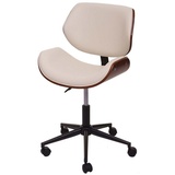 MCW Bürostuhl MCW-G25, Drehstuhl Schreibtischstuhl, Bugholz Walnuss-Optik Retro drehbar höhenverstellbar MVG ~ creme
