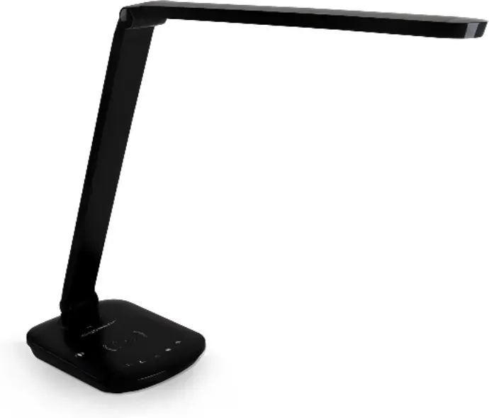 Aigostar LED Tischlampe LIGHT08 Schwarz 8 W mit Touch-Dimmfunktion, Steckdose und kabellosem Laden
