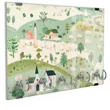 DEQORI Schlüsselbrett 'Frühling auf dem Land', (1 St), Schlüsselhalter Schlüssel Haken Schlüsselboard modern Schlüsselleiste beige|grün