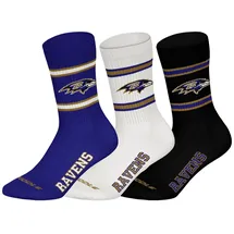 NFL Socken, 3er Pack Stretch-NFL 3Pack Crew Socks, bunt|violett 43-46