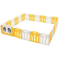 Joyz Laufgitter faltbar Panda-Design, Weiß-Gelb Absperrgitter Babyzaun, Kinderlaufstall Innen/Außen