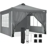 COBIZI 3x3M Pavillon Wasserdicht Faltpavillon 3x3 mit 4 Seitenteilen Belüftung Pop Up UV Schutz 50+ Partyzelt Gartenpavillon mit 4 Sandsack Gartenfesten Faltpavillon(3x3m,Grau)