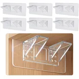 UBRAVE 6 Stücke Regalhalterung Regalträger, Große Selbstklebende Regalhalterung, Doppelreihig Verdickt und Verstärktes Design, Ohne Bohren, für Schrank Bücherregal Kleiderschrank Möbel, Transparent