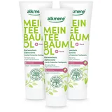 alkmene  alkmene Teebaumöl Kariesschutz Zahncreme 3x 100 ml mit 6fach Schutz - naturreines Teebaumöl, vegan & klimaneutral - Fluorid Zahnpasta für starke Zähne & gesundes Zahnfleisch - Toothpaste