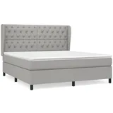 vidaXL Boxspringbett mit Matratze Hellgrau 160x200 cm Stoff