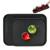 Relaxdays Serviertablett 2er Set, rutschfeste Oberfläche, eckiges Kellnertablett, Gastronomie, 46x35 & schwarz