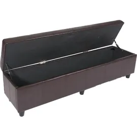 Mendler Garnitur Sitzgruppe Bank mit Aufbewahrung Kriens XXL+4 Stühle Littau, Leder ~ braun