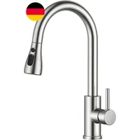Wasserhahn Küche, Edelstahl, Hochdruck Küchenarmatur Mit Herausziehbarer Brause