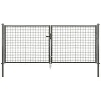GAH Alberts Wellengitter-Doppeltor 293 x 125 cm Grau/Schwarz