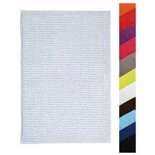 Badteppich Chenille Weiß 60 x 90 cm