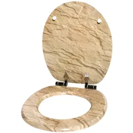 Sanilo WC-Sitz Sand Stone, Hochwertiger und Stabiler Toilettendeckel aus Holz