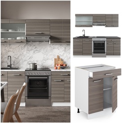 Vicco KÜCHE R-LINE 200CM KÜCHENZEILE KÜCHENBLOCK EINBAU Edelgrau