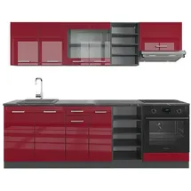 Vicco Küchenzeile R-Line 240 cm Rot Hochglanz