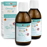 NORSAN Omega 3 FISK Fischöl hochdosiert 2er Pack (2x 150 ml) / Omega 3 für Kinder 1.030mg pro Portion/Omega 3 Öl mit EPA & DHA/Tagesdosis 1 TL Omega 3 Premium Öl für Kinder