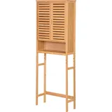 ad.con Waschmaschinenschrank aus Bambus Badschrank über Waschmaschine Badezimmer Regal mit Verstellbaren Regalböden 170x66x23cm Natural