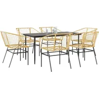 VidaXL 7-teiliges Garten-Esszimmerset Braunes Polyrattanglas
