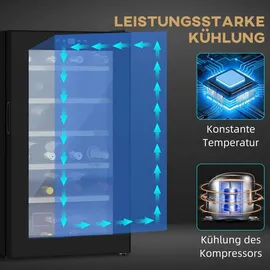 Homcom Weinkühlschrank 65 L Getränkekühlschrank für 24 Flaschen, 5-20°c, Schwarz