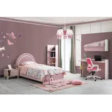 JV Möbel Kinderzimmer Set Modern Kinderbett, Nachttisch, Buecherregal, Schreibtisch, rosa