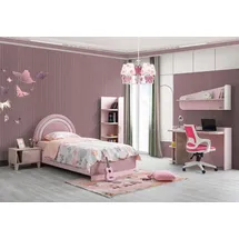JV Möbel Kinderzimmer Set Modern Kinderbett, Nachttisch, Buecherregal, Schreibtisch, rosa