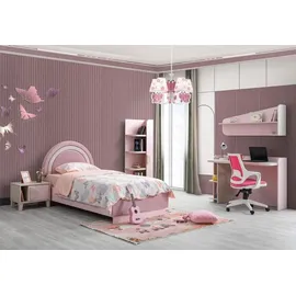 JV Möbel Kinderzimmer Set Modern Kinderbett, Nachttisch, Buecherregal, Schreibtisch, rosa