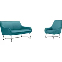 Egoitaliano Polstergarnitur Namy, Designobjekt mit hohem Sitzkomfort und toller Detailverarbeitung, Set aus 2-Sitzer und Sessel, edles Metallgestell grün