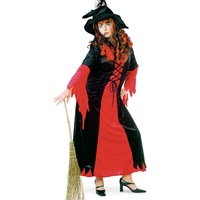 KarnevalsTeufel.de Damen-Kostüm Hexen-Kostüm Hexerei Hexe Zauberei Zaubern rot schwarz langes Kleid