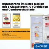 Exquisit Retro-Kühlschrank, ohne Gefrierfach, 229 Liter, groß, 5 Ablagen, Gemüsefach, Temperaturregelung, RKS325-V-H-161E magnolienweiss