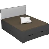 Rauch Stauraumbett RAUCH "Aditio", grau (graumetallic), B:146cm H:107cm L:208cm, Betten, Stauraumbett, inklusive Kopfteil und Schubkästen