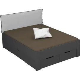 Rauch Stauraumbett RAUCH "Aditio", grau (graumetallic), B:146cm H:107cm L:208cm, Betten, Stauraumbett, inklusive Kopfteil und Schubkästen