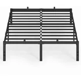 VASAGLE Doppelbettgestell, Bett, 140 x 200 cm, Metallbett, Bettrahmen, Unterbettaufbewahrung, modern, Gästebett, einfacher Aufbau, tintenschwarz RMB154BD01