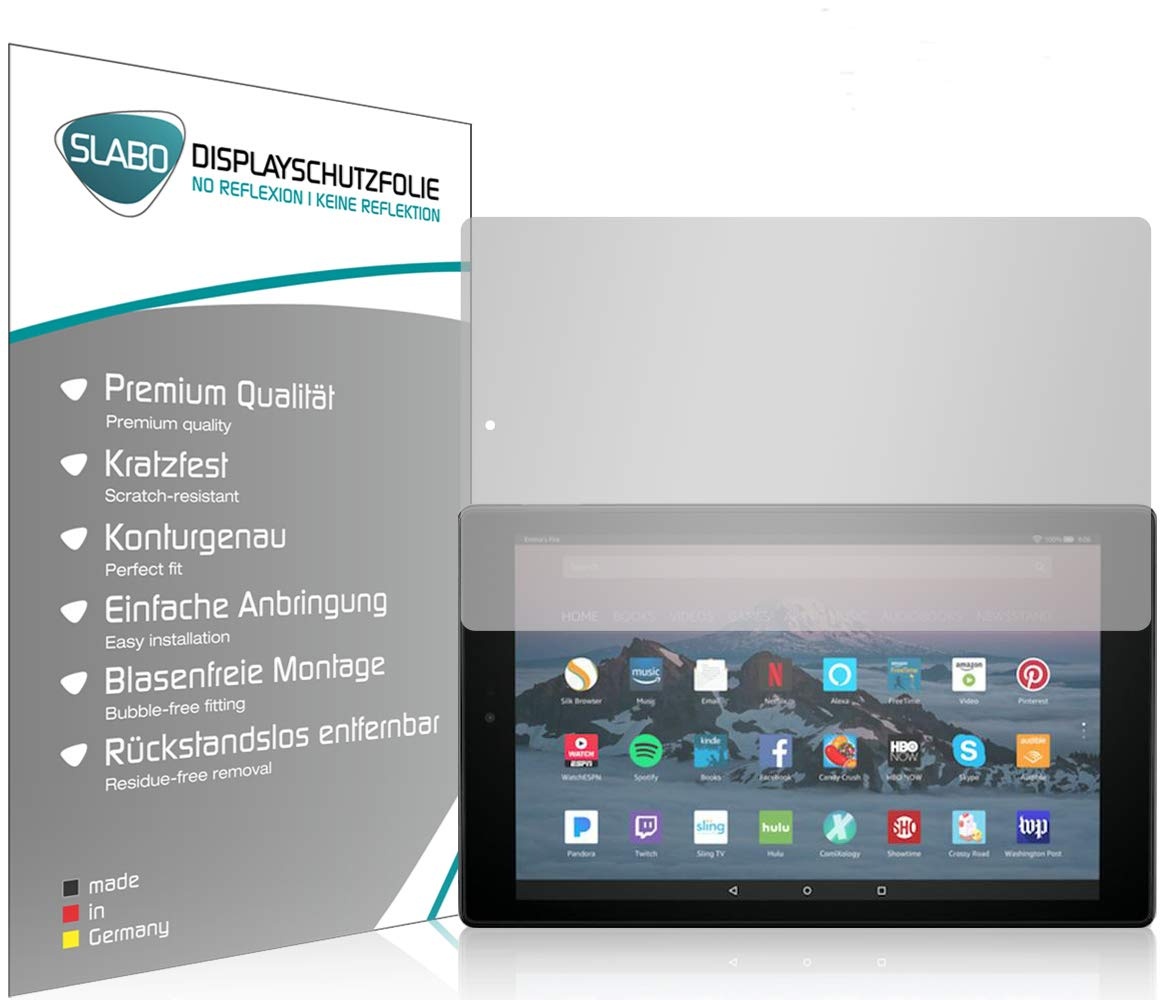 Slabo 2 x Displayschutzfolie für Amazon Fire HD 10-Tablet mit Alexa (25,65cm 10,1") 2017 & 2019 Displayschutz Schutzfolie Folie No Reflexion | Keine Reflektion MATT