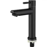 Xinuy - ccykxa Waschbecken-Wasserhahn, Badezimmer-Wasserhahn, Wasserhähne mit Auslauf, Kaltwasser-Wasserhahn, Säulenventil, Gesamthöhe: 18 cm, schwarz