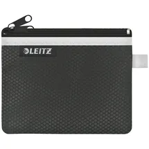 Leitz WOW Mäppchen mit 2 Fächern, Leichtläufiger Reißverschluss, Abwaschbar, Ideales Nylon-Portemonnaie, Größe S, 14 x 10,5 cm, Schwarz, 40110095