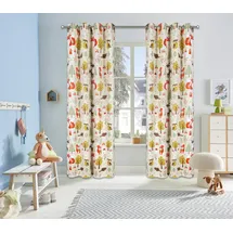 OTTO home Verdunkelungsvorhang OTTO HOME "Waldtiere" Gr. 2, bunt (beige, bunt), B:130cm H:175cm, Polyester, Gardinen, bedruckte Kindergardine, blickdicht, verschiedene Größen