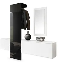 Vladon Wandgarderobe Carlton 208 x 193 x 35 cm Weiß matt/Eiche