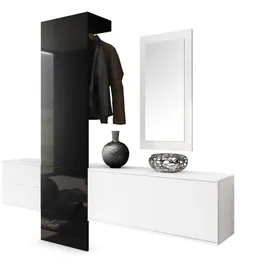 Vladon Wandgarderobe Carlton 208 x 193 x 35 cm Weiß matt/Eiche