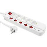 McPower Steckdosenleiste, 5-fach, 2xUSB, Einzelschaltung, 1,5 m Zuleitung,