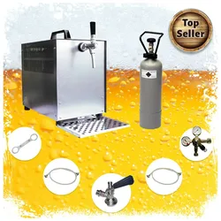 Komplet Set Zapfanlage, Bierzapfanlage - Bierkoffer 60 Liter/Std. - mit Kompensatorhahn, Zapfkopf:Flach