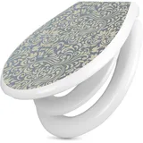 banjado Familien WC Sitz mit Absenkautomatik 44,9x37,1cm - Klobrille mit Kindersitz aus hochwertigem Polypropylen - Toilettendeckel mit Kinder Toilettensitz integriert - Motiv Blaues Ornament