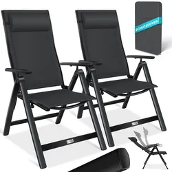 KESSER® Gartenstuhl Hochlehner mit Armlehnen   Aluminium Klappstuhl inkl. Kopfkissen Campingstuhl 7-Fach Verstellbar Rückenlehne   Atmungsaktiv & Wetterfest   Klappbar & Anti-Rutsch