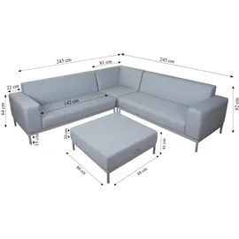 Mendler HWC-C47 Sofa Outdoor blau/braun