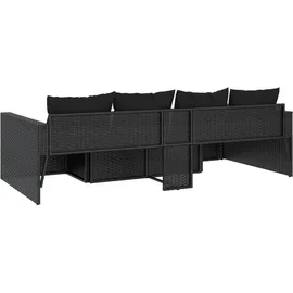 vidaXL 2-tlg. Garten-Lounge-Set mit Kissen Schwarz Poly Rattan