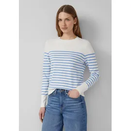 s.Oliver Gestreifter Longpullover blau / creme 4XL