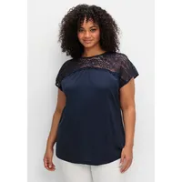 Sheego Damen Große Größen Shirt mit Spitzenpasse an der