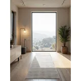 ELLE Decoration Design Teppich Tourmaline - Moderner Wohnzimmerteppich, Kurzflor Läufer, Geometrisches Muster, Weich, Glamourös, Glanz-Effekt für Wohnzimmer, Schlafzimmer, Flur - Weiß Creme, 80x240cm
