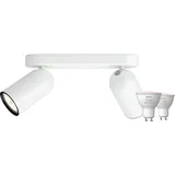 Philips Pongee Aufbauspot - 2 Spots - Weiß + Philips Hue White & Color GU10 (2x)