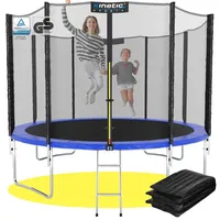 Kinetic Sports Trampolin Outdoor 'Salto Plus' Ø 335 cm – TÜV Rheinland geprüft, Komplett-Set für Kinder, USA Sprungtuch, Netz, Randpolster, Leiter – bis 150 kg, Blau