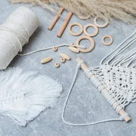 Relaxdays Makramee Set 74-tlg. braun weiß