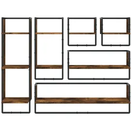 vidaXL Wandregal 6-tlg. Räuchereiche  mit Stangen  L x B x H cm Braun