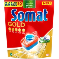 Somat Gold Spülmaschinen Tabs (80 Tabs), Geschirrspül Tabs für strahlend sauberes Geschirr auch bei niedrigen Temperaturen, Extra-Kraft gegen Eingebranntes
